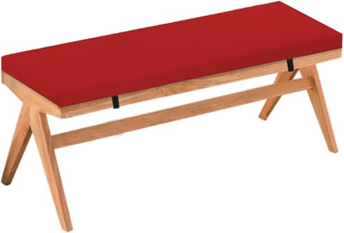 Cuscino antiscivolo per dondolo da esterno, 119,4 x 35,6 cm, spesso, rosso, con cinghia fissa, fodera rimovibile, ideale per mobili da giardino e patio, comoda imbottitura