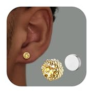 SLLAISS Magnetiska örhängen för män och kvinnor – 5A glänsande CZ-dragklor i punkstil, allergivänliga, av rostfritt stål, utan piercing, clip-on-örhängen, guld, silver, svart, 5/6,5/8 mm, Kubisk