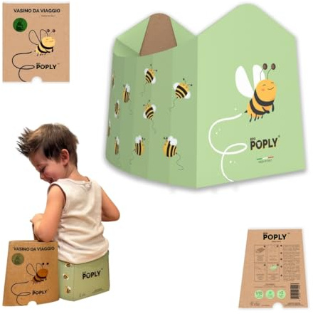 ECO POPLY - Pot de voyage portable réutilisable et durable pour enfants de 1 à 10 ans - Hygiénique et compact pour voyage, voiture, camping, pliable en carton écologique (1 par paquet)