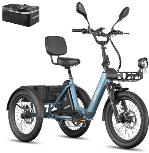 Fafrees F20 Mate E Bike trehjuling hopfällbar cykel seniorer 21 AH 48 V [officiella ] elektrisk trehjuling för vuxna 20 tum, män E-cykel kvinnor, 180 kg elcykel Ebike 65N.m E Trike IPX5 Pedelec