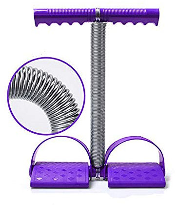 Wkuk Bauchtrainer mit elastischer Feder, Griff und Fußpedale, Trainingsgerät für Gewichtsverlust, Fitness, Yoga , violett