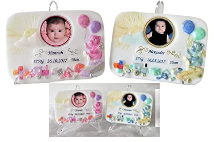 Geburtstagskerze/Geburtstafel -Taufkerze,Taufgeschenk,Baby Pass, Bilderrahmen mit Ständer Junge Mädchen