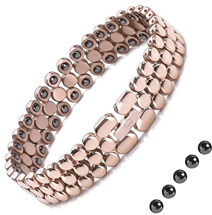 JEROOT Magnetarmband Damen Titan, 3 Reihen Hämatit Armbänder für Frauen Gesundheit mit Größenbestimmungswerkzeug, Damen Armbänder Magnetarmband Energetix（3500 Gauss