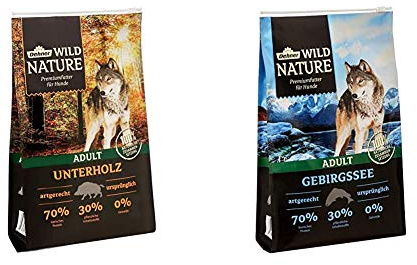 Dehner Wild Nature Hundetrockenfutter Adult, Unterholz, 4 kg & Wild Nature Hundetrockenfutter Adult, Gebirgssee, 4 kg