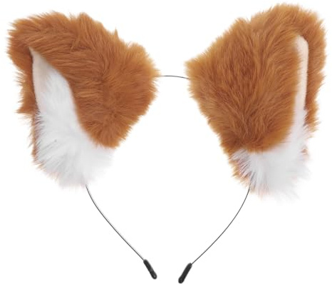 minkissy Flauschig Fuchsohren Stirnband FüR Frauen Wolf Ohren Karneval Party KostüM Haar ZubehöR PlüSch Katzen Ohren Haar Hoop Tier Anime KostüM Kopfbedeckung