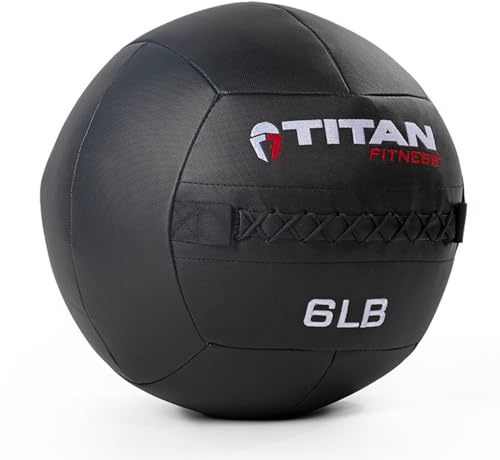 Titan Fitness 6 LB Soft Shell Medicine Wall Ball with Poly-Composite Laminate Cross Texture Non-Slip Grip for Throwing, Core Strength, Floor Exercises, Stretching
