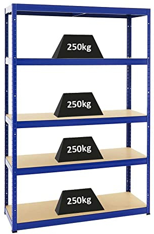 PROREGAL Schwerlastregal Big Elephant Blau 180x120x45cm Fachlast 250kg Kellerregal, Steckregal, Garagenregal, Lagerregal