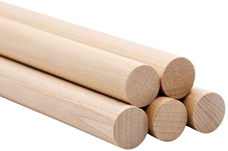 JOWE 5 bastoncini rotondi in faggio da 14 mm, lunghezza 100 cm, bastoncini in legno di faggio lisci – Made in Austria