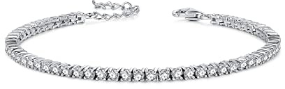 Tennisarmband aus Solide 925 Sterling Silber mit AAA-Zirkonia Romantisches Hochzeit Tennis Armband Geschenk Schmuck für Damen Mädchen Herren Jungs Unisex - Breite 2 mm, Länge 20 cm