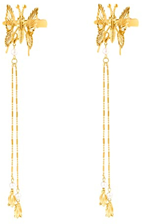 AIEX 2 Stück Schmetterling Haarnadel, 3D Schmetterlingshaarspangen 90er Haarspangen Haarschmuck für Frauen und Mädchen (Gold)