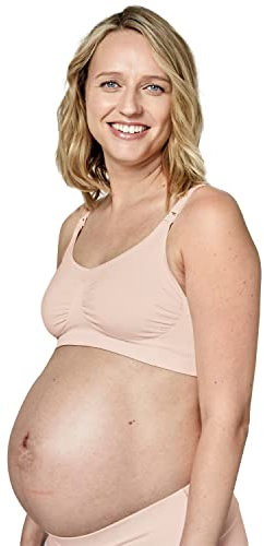 Medela Keep Cool BH | Nahtloser Schwangerschafts- & Still-BH mit 2 Atemzonen und weichem Stoff f r bequemen Halt, Chai, X-Large