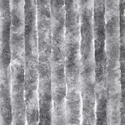 Moritz Flauschvorhang aus Chenille 100 x 200 cm Grau Türvorhang als Fliegenschutz Insektenschutz für Camping Wohnwagen