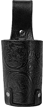 Hulara Fondina per birra in pelle pieno fiore piccola fondina per bottiglia da uomo Cowboy supporto per birra da viaggio/cintura per fondina birra all'aperto