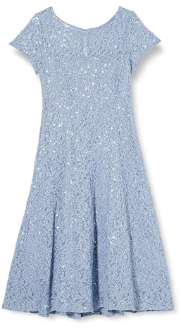 Gina Bacconi Mössa Ärm Midi Längd Paljett Spetsklänning Cocktail, Hortensia, 36