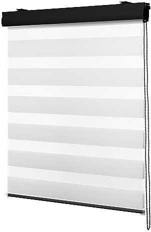 Ventanara Doppelrollo mit Kassette Aluminium Duorollo Rollo Rolljalousie viele Größen (100 x 160 cm, Weiß/Kassette Schwarz Matt)