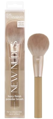 Real Techniques New Nudes Hazy Finish Powder Brush, Use With Blush, Bronzer, & Setting Powder, Buildable Coverage, Multiuse Makeup Brush, Soft Synthetic Bristles, 1 Count