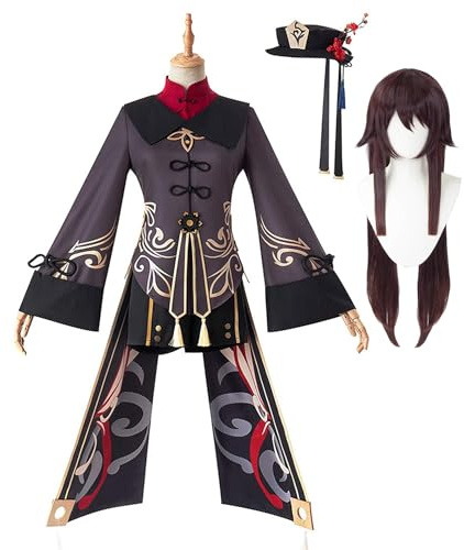 Zhongkaihua Hu Tao Cosplay Spielcharaktere Volles Set Rollenspiel Kostüm Nationaler Stil Langer Schwanz Quasten Outfit Halloween Comic-Con Dress Up Anzug