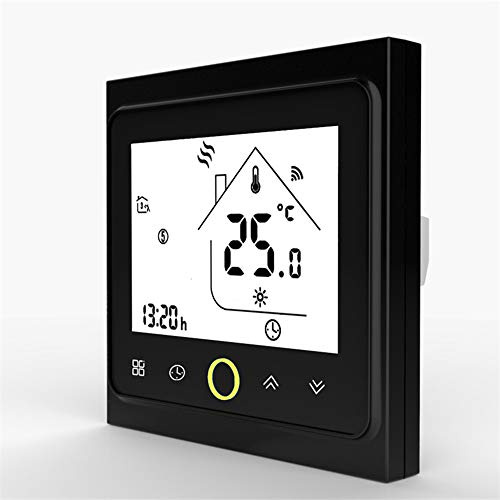 MincoHome Termostato WiFi per caldaia a gas elettrica/acqua/riscaldamento a pavimento LCD touch screen regolatore di temperatura con Alexa (per caldaia a gas 3A, nero)