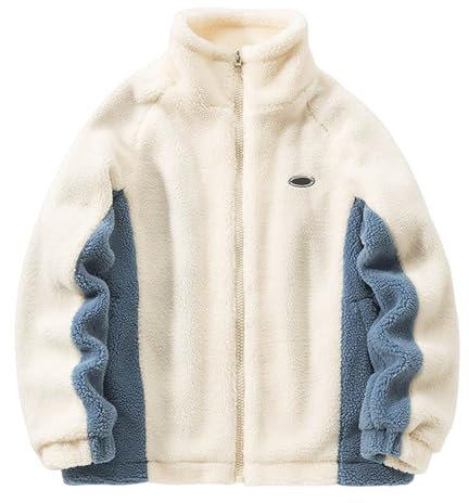 Fulidngzg Teddyjacke Damen Herren Fleecepullover Teddy Jacke Patchwork Stehkragen Fleecejacke Aesthetic Stuff Y2K Clothes Winter Warm Teddyfleece Jacken Mantel Winterjacke Reißverschluss Plüschjacke