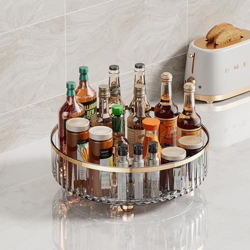 OWKAY Scaffali girevoli di lusso Carosello da cucina leggero Bottiglia di spezie trasparente Portaspezie Portaspezie Soggiorno Ufficio Organizer