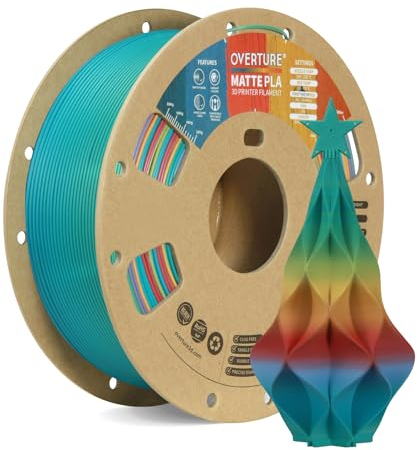 OVERTURE Filamento Matte Rainbow PLA 1.75mm, 1kg Bobina (2.2lbs), Maßgenauigkeit +/- 0.02 mm, für 3D Drucker (Candy-Regenbogen)