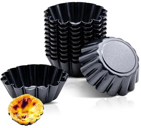 zalati Tart Pans 12pcs Tart Molds Carbon Steel FDA Certified Anti-Stick Base with Box for DIY Cake Baking Kitchen Bakeware