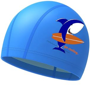Gorro Piscina Niño de 4 a 9 Años, Gorro de Natación Niña, Material de PU