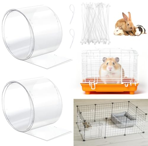 Juexica Meerschweinchen-Käfigauskleidung, transparent, schneidbar, mit vorgebohrten Löchern, Urin-Schutz, extra langer Käfigeinsatz mit 100 Kabelbändern, für Kaninchen, Hamster, Frettchen, Chinchilla,