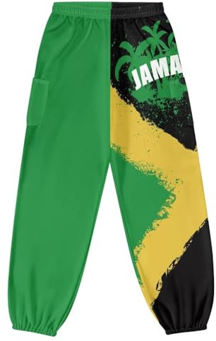 Gzzxiailg Jamaica Pattern Kung fu Pant for Womens Pilates Dance Training Trousers Smocked Waist Tai Chi Pant Yoga Clothes with Pockets Size S-4XL