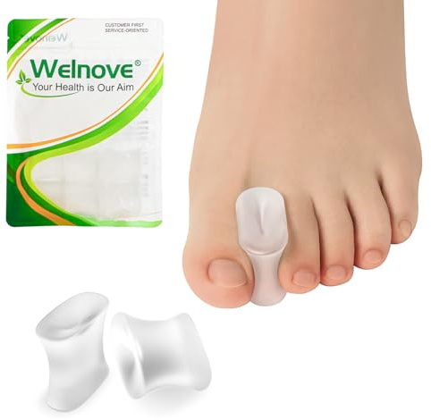 Welnove Gel Separador de Dedos de los Pies Mejorado - Paquete de 8 Separadores de Silicona con Extracto de Aloe Vera para Enderezar Dedos de los Pies Superpuestos, Callos(Large, Clear)