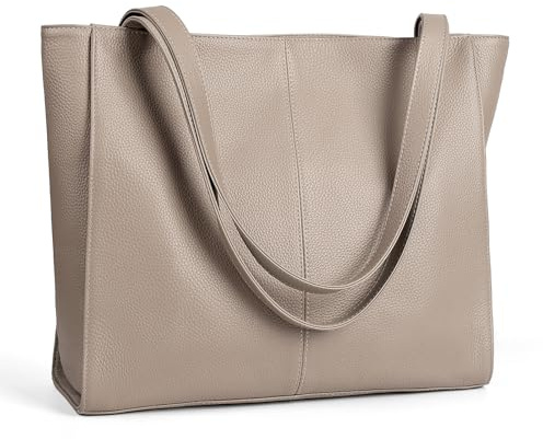 befen Borsa a Mano da Donna in Vera Pelle Morbida, Grande Capacità Borsa Tote Donna, Adatta per Computer Portatili da 14