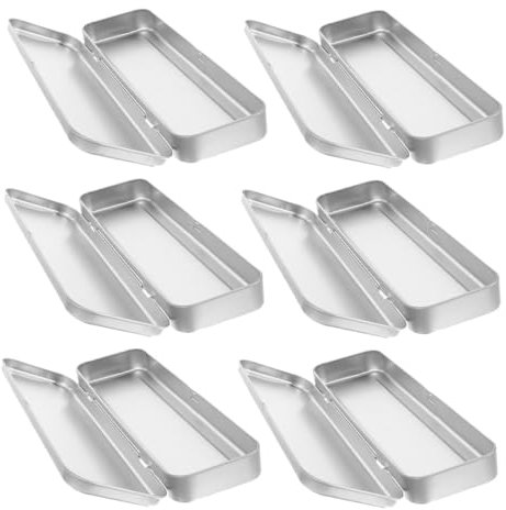 Sewroro 6pcs Artistic Pencil Case Box Metal Stationery Storage Pen Holder Case for Students Smooth Finish
