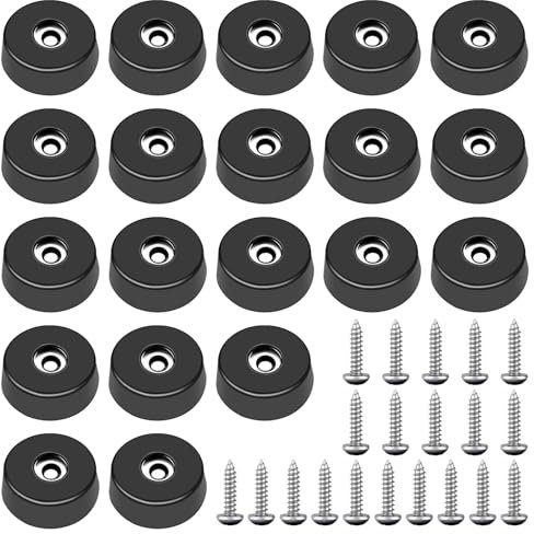 mxuteuk 40Pieces Rubber Feet for Cutting Board with Stainless Washer and Screws, 1 inch Non Slip Rubber Bumper Feet for Furniture, Electronics, Tables, Sofas