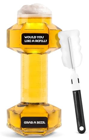 EAEVKPI Vaso de cerveza, cristal, transparente, 22 cm – 720 ml – casual Saufsport Training Amigos de la cerveza Dumbell para fitness y fiestas