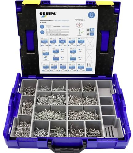 Gesipa Blindnietsortiment Pro – 1.578 Ersatzteile in L-Boxx (Gewicht mit Verpackung 6,30 kg) 1853378