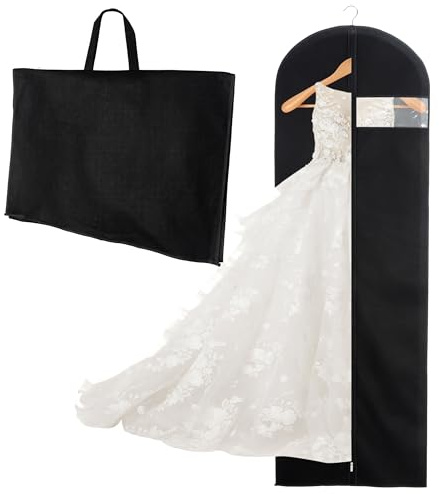 3 Pcs Custodie Sacchetti Vestiti in Tessuto non Tessuto da Appendere 60 x 180 cm, Pieghevoli e Portatili Antipolvere con Finestra e Cerniera per Abiti da Sposa, Camicie, Completi, Giacche e Abiti
