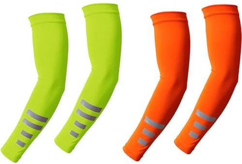 Glixoft 2 Pares De Mangas Reflectantes para Brazos, con Protección UV, para Ciclismo, Conducción, Deportes Aire Libre, Golf Y Senderismo.