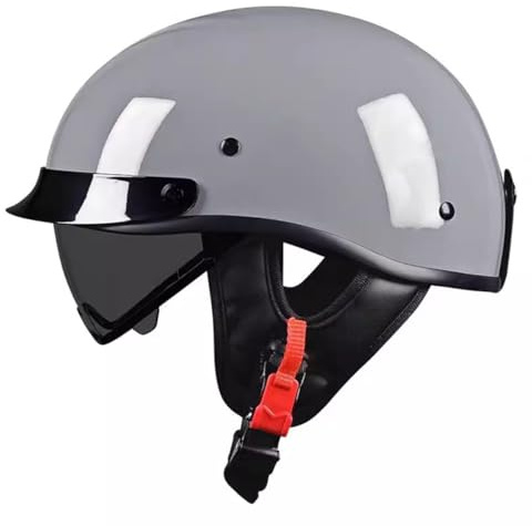 Casco Jet Moto Vintage Caschi Cromwell Omologato ECEDOT Mezzo Casco Da Motociclista Con Visiera Parasole Portatile Casco A Scodella Per Uomo Donna Scooter Street Cruiser 9,L:59-60CM