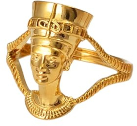 IOETSEUT Bague Bijoux Dames Reine égyptienne Néfertiti Bague pour Femmes Filles Bague Africaine Bijoux Couleur Or Partie National