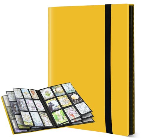 PESLNG Album di Carte da Collezione - Album per Carte da Scambio e Impermeabile, Organizzatore con Pagine Transparenti per Collectionismo Bambini e Adulti (Gialla, 540 tasche)
