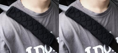 Culinavog Set di 2 Imbottiture per Cintura Auto, Cuscinetti di Sicurezza, Protezioni con Sacchetto di Velluto, 25cm Pad di Alta qualità, per Bambini E Adulti in Auto, Nero