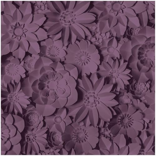 Sample Piece - Floral Purple Dimensions Wallpaper - Washable Peelable - 10.05m x 53cm Roll - Feature Statement Wall - Bedroom Living Room - Contemporary Modern Versatile