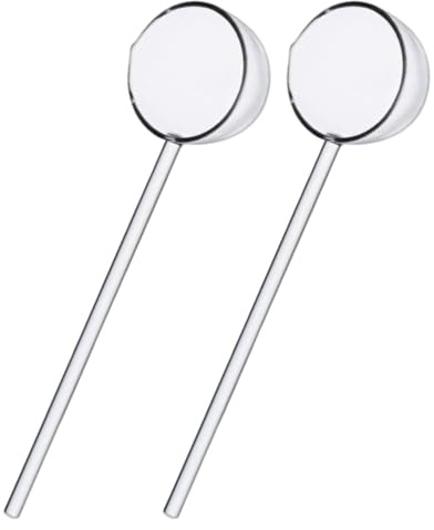 Cuillères de service, 2 cuillères en verre transparent résistant à la chaleur de 25 cm avec long manche, louches pour remuer les boissons, doser les desserts ou servir les soupes.