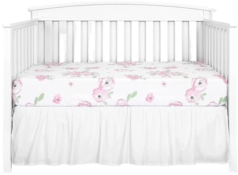 Jupe de Lit pour Berceau Jupe de lit de Berceau avec draps Blancs à Volants, Accessoire de Chambre d'enfant, Couvre-lit for garçons et Filles(White,60x 120 x 36 cm)