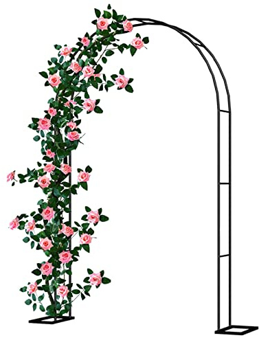 Arche de jardin pour plantes grimpantes, 220/230 cm de haut, treillis noir pour roses, tonnelle décorative, pergola extérieure, portail de jardin, structure métallique