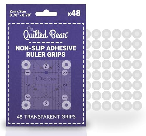 The Quilted Bear Non-Slip Ruler Grips - 48-Pack Ruler Grips for Sewing & Quilting Rulers - Essential Sewing Accessories & Quilting Accessories to Stop Rulers Slipping on Fabric
