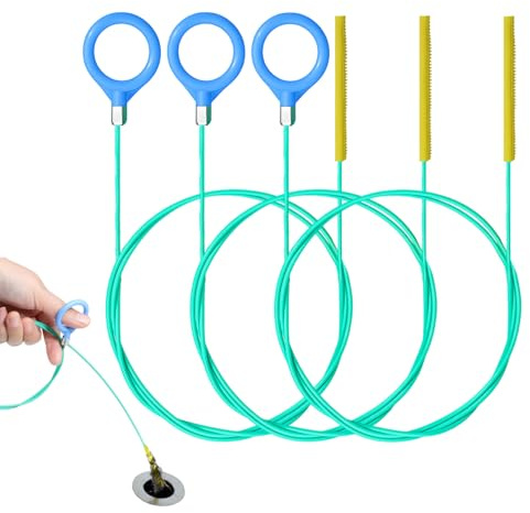 3 Pack 50 Inch Extended Drain Snake, Unbreakable Steel Sink Unblocker Tools Hair Clog Remover Long Drain Cleaners with Twist Handle Flexible Feeding Tube Cleaning Brush for Bathroom Tub Shower Sewer