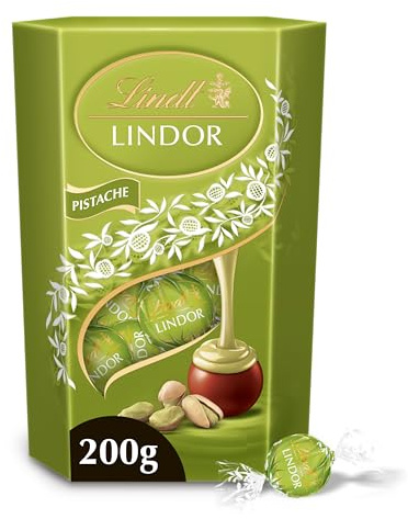 Lindt Cornet LINDOR Chocolait Lait Pistache 200g | Fondant • Irrésistible • Pistache • À partager.