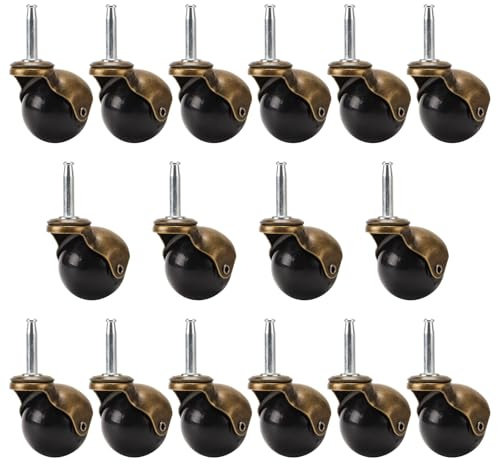 MUKLEI 16 Pack Ball Caster Wheels, 2 Inch Antique Brass Casters with Swivel Stem, Ball Caster for Furniture Chairs Sofa Cabinets Coffee Table