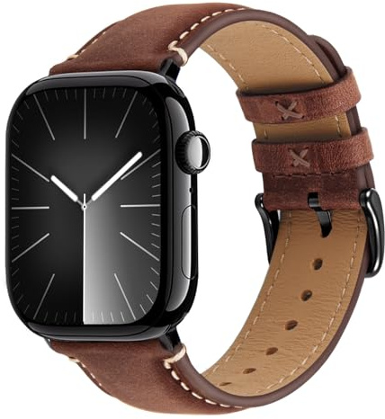 Wristitani Bracelet Cuir Véritable Compatible avec Apple Watch 44mm 45mm 46mm 42mm 49mm 41mm 40mm pour Homme Femme Bracelet de Rechange en Cuir pour iWatch Ultra 2 Series 10 9 8 7 SE 6 5 4 3